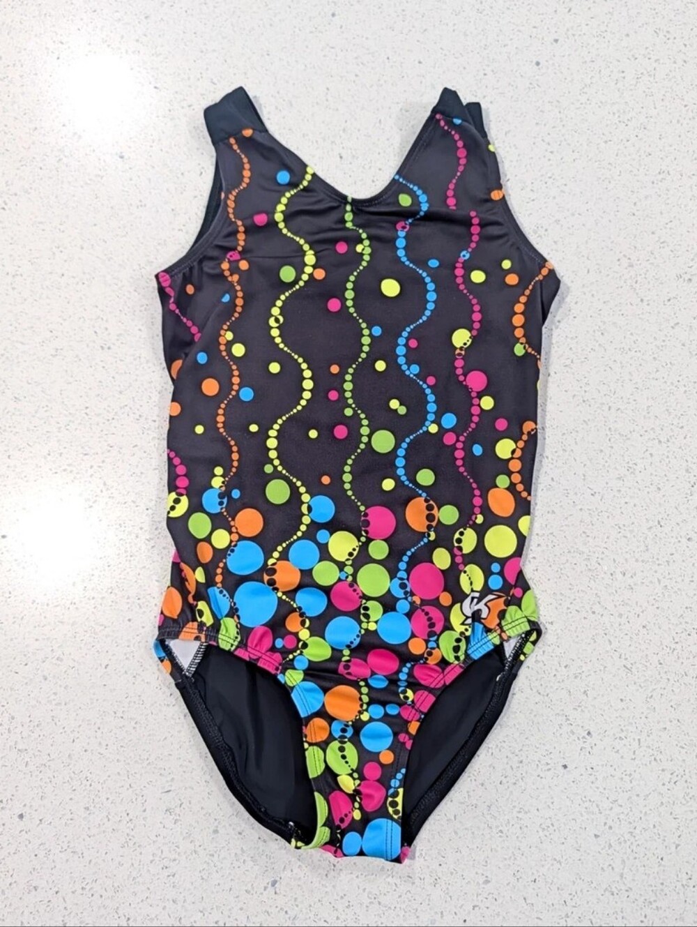 AZ STATE COMPETITION GK ELITE Gymnastics Dance Leotard CL Large NEON RAINBOW DOT